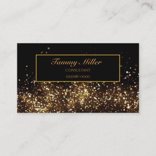Elegant Classy Gold Black Faux Glitter Visitekaartje (Voorkant)