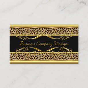 Elegant Classy Gold Black Leopard Animal Print Visitekaartje