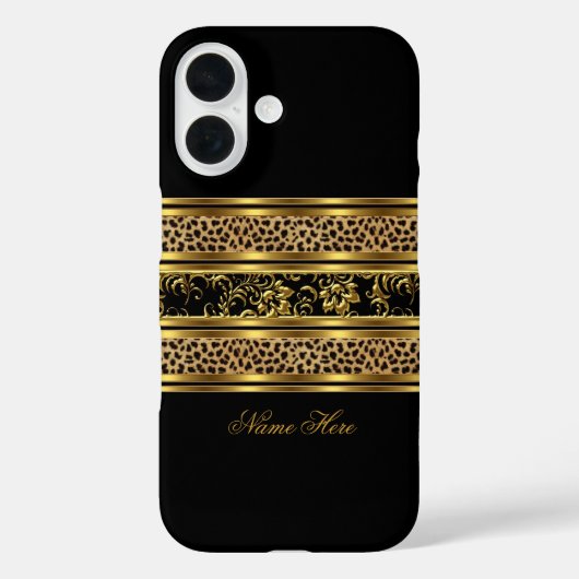 Elegant Classy Gold Black Leopard Floral Case-Mate iPhone Case (Achterkant)
