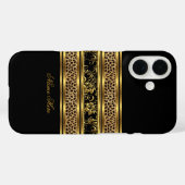 Elegant Classy Gold Black Leopard Floral Case-Mate iPhone Case (Achterkant (horizontaal))