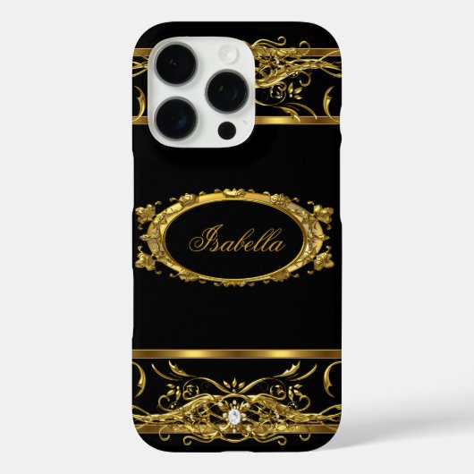 Elegant Classy Gold Black Naam diamantjuweel Case-Mate iPhone Case (Achterkant)