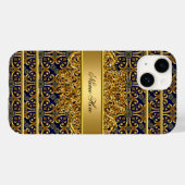 Elegant Classy Gold Blue Case-Mate iPhone Case (Achterkant (horizontaal))