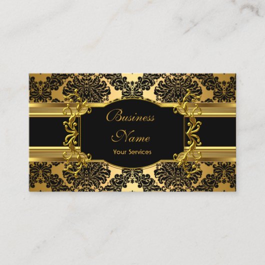 Elegant Classy Gold Damask Floral Profile Visitekaartje (Voorkant)