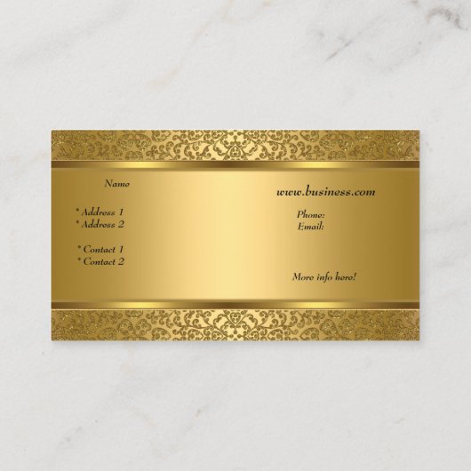 Elegant Classy Gold Damask in reliëf Visitekaartje (Achterkant)