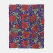 Elegant Classy Gold Damask  Red Rose Paars Fleece Deken (Voorkant)