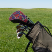 Elegant Classy Gold Damask  Red Rose Paars Golfheadcover (Insitu)