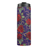 Elegant Classy Gold Damask Red Rose Paars Thermosbeker (Voorkant)