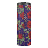 Elegant Classy Gold Damask Red Rose Paars Thermosbeker (Achterkant)