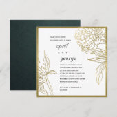 ELEGANT CLASSY GOLD FOIL FLORAL VERLOVING INVITE BEDANKKAART (Voorkant / Achterkant)