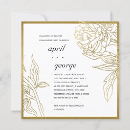 ELEGANT CLASSY GOLD FOIL FLORAL VERLOVING INVITE BEDANKKAART