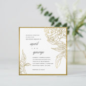 ELEGANT CLASSY GOLD FOIL FLORAL WEDDING INVITE BEDANKKAART (Staand voorkant)