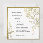 ELEGANT CLASSY GOLD FOIL FLORAL WEDDING INVITE BEDANKKAART (Voorkant)