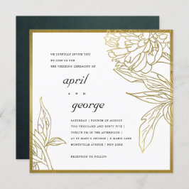 ELEGANT CLASSY GOLD FOIL FLORAL WEDDING INVITE BEDANKKAART