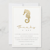 ELEGANT CLASSY GOLD FOIL NAVY SEAHORSE WEDING BEDANKKAART (Voorkant)