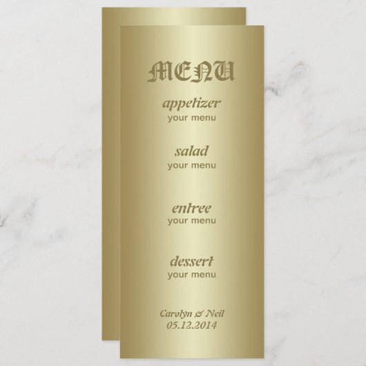 Elegant Classy Gold-menukaart Menu (Voorkant / Achterkant)