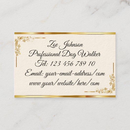 Elegant Classy Gold Monogram Initiaal Visitekaartje (Achterkant)