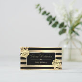 Elegant Classy Gold Rozen & Stripes Salon Visitekaartje (Staand voorkant)