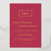 Elegant Classy Gold Script Magenta Modern Weddensc Folie Uitnodiging (Voorkant)