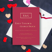 Elegant Classy Gold Script Magenta Modern Weddensc Folie Uitnodiging