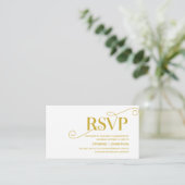 Elegant Classy, Gold Script, RSVP reageren Informatiekaartje (Staand voorkant)