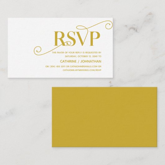 Elegant Classy, Gold Script, RSVP reageren Informatiekaartje (Voorkant / Achterkant)