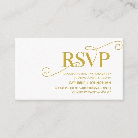 Elegant Classy, Gold Script, RSVP reageren Informatiekaartje (Voorkant)