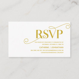 Elegant Classy, Gold Script, RSVP reageren Informatiekaartje