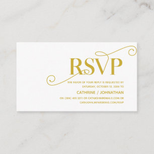 Elegant Classy, Gold Script, RSVP reageren Informatiekaartje