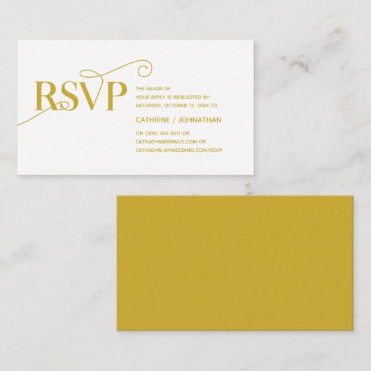 Elegant Classy, Gold Script, RSVP reageren Informatiekaartje (Voorkant / Achterkant)
