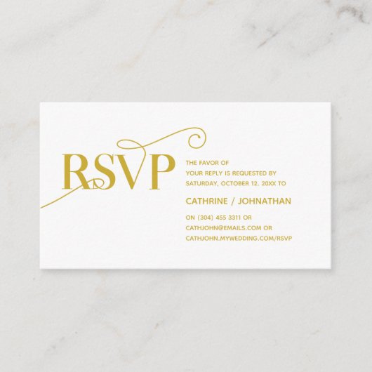 Elegant Classy, Gold Script, RSVP reageren Informatiekaartje (Voorkant)