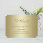 Elegant Classy | Gold Ticket | Bachelorette Invite Kaart (Staand voorkant)