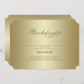 Elegant Classy | Gold Ticket | Bachelorette Invite Kaart (Voorkant / Achterkant)
