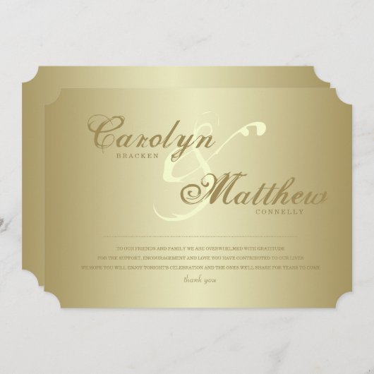 Elegant Classy | Gold Ticket | Weddenschap Harteli Kaart (Voorkant / Achterkant)