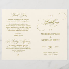 Elegant Classy Gold, vouwbaar huwelijksprogramma