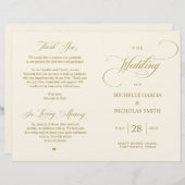 Elegant Classy Gold, vouwbaar huwelijksprogramma (Voorkant / Achterkant)