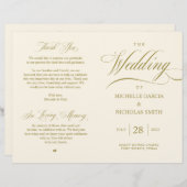 Elegant Classy Gold, vouwbaar huwelijksprogramma (Voorkant / Achterkant)