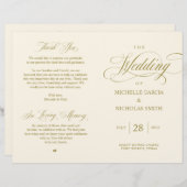 Elegant Classy Gold, vouwbaar huwelijksprogramma (Voorkant / Achterkant)