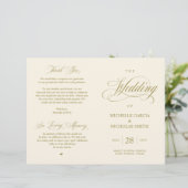 Elegant Classy Gold, vouwbaar huwelijksprogramma (Staand voorkant)