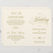 Elegant Classy Gold, vouwbaar huwelijksprogramma (Voorkant / Achterkant)