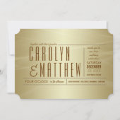 Elegant Classy Gold Wedding Ticket Uitnodiging (Voorkant)