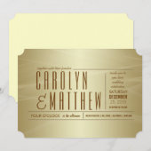 Elegant Classy Gold Wedding Ticket Uitnodiging (Voorkant / Achterkant)