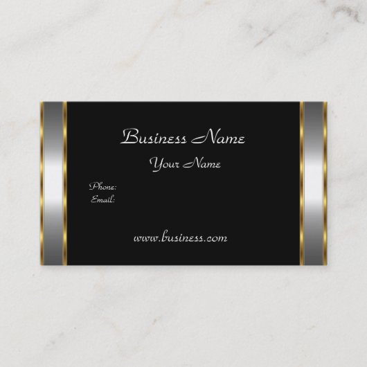 Elegant Classy Gold Zwart zilver Visitekaartje (Voorkant)