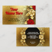 Elegant Classy Golden Red Rose Visitekaartje (Voorkant / Achterkant)