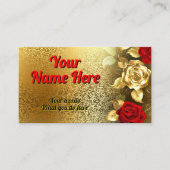 Elegant Classy Golden Red Rose Visitekaartje (Voorkant)