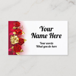 Elegant Classy Golden Red Rose Visitekaartje