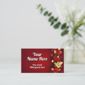 Elegant Classy Golden Red Rose Visitekaartje (Staand voorkant)