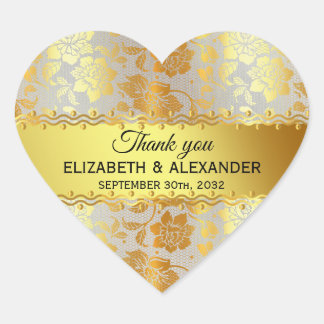 Elegant Classy Goud Grijs Bloemen Zilveren Juweel Hart Sticker
