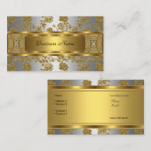Elegant Classy Goud Grijs Bloemen Zilveren Juweel Visitekaartje (Voorkant / Achterkant)