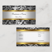 Elegant Classy Goud Grijs Bloemen zwart zilver Visitekaartje (Voorkant / Achterkant)