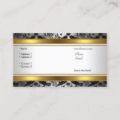 Elegant Classy Goud Grijs Bloemen zwart zilver Visitekaartje (Achterkant)